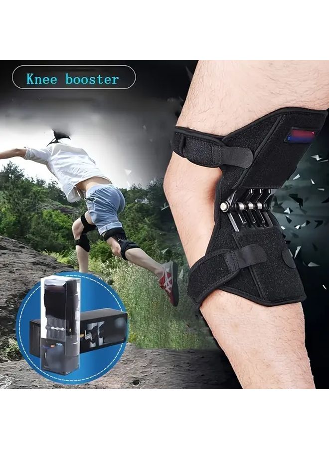 Black Spring Powered Knee Support Brace Enhanced Flexibility Non Slip Walking Aid - Image 4